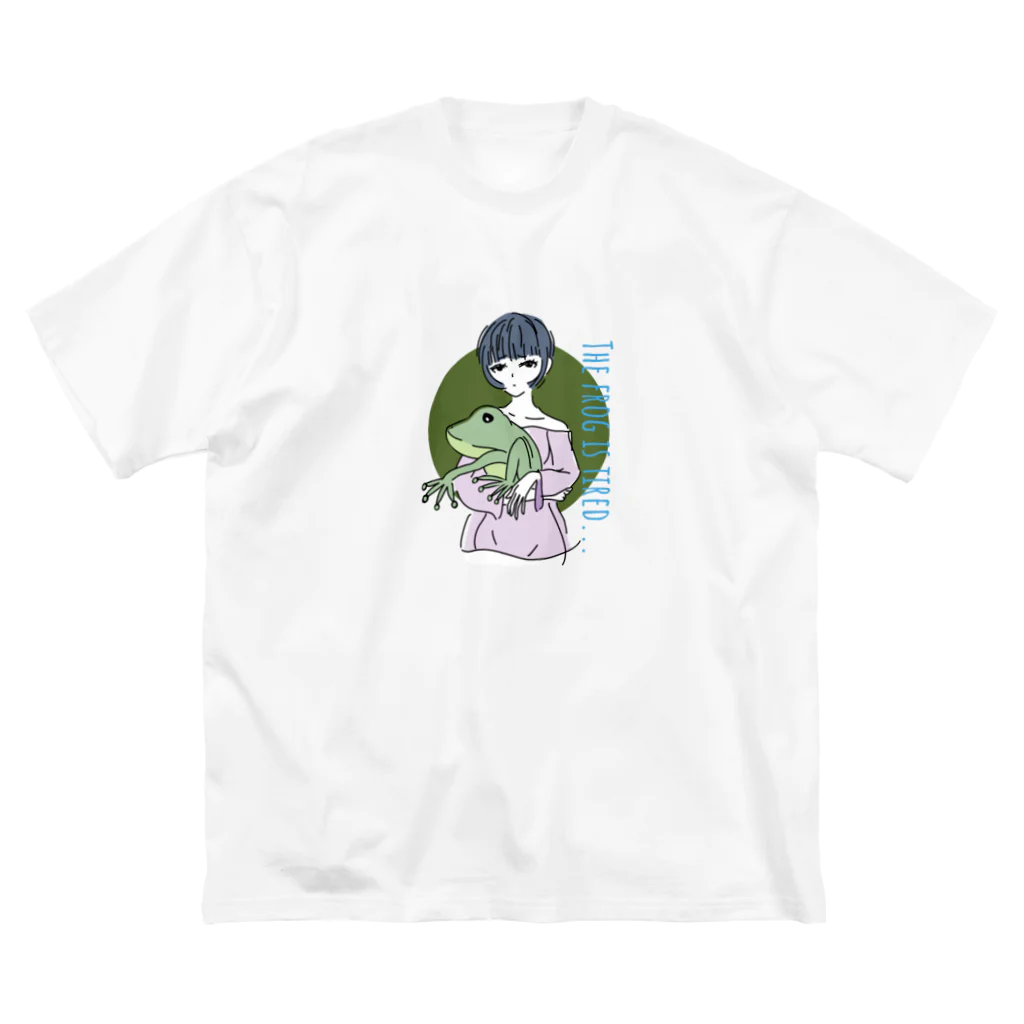 chicodeza by suzuriのカエル好きな女の子 ビッグシルエットTシャツ