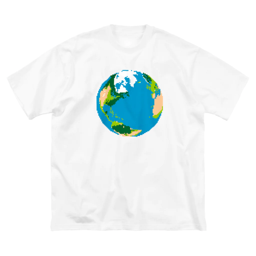 コチ(ボストンテリア)の地球(ドット絵) ビッグシルエットTシャツ