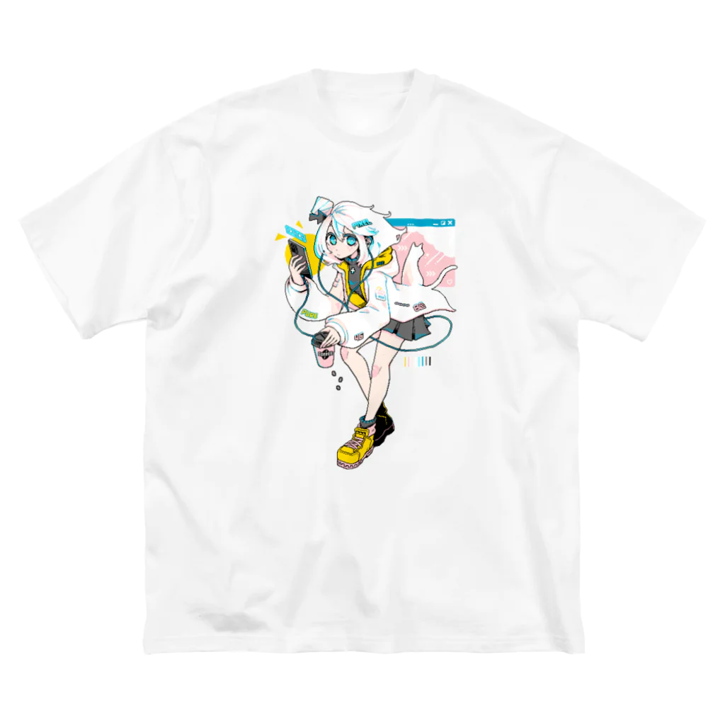 ドット絵どうぞの8colors. pure white ビッグシルエットTシャツ