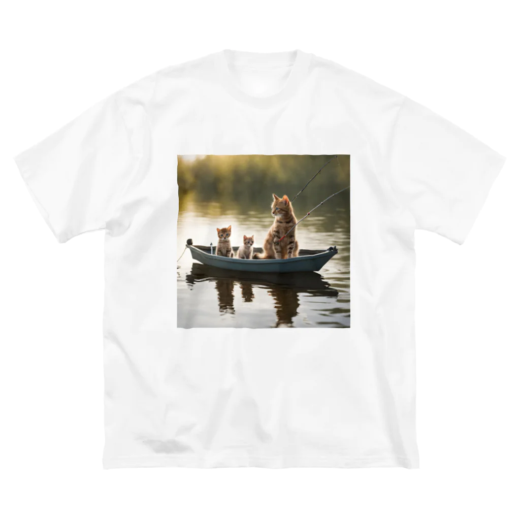 No Fishing No Life のもうすぐご飯にゃ ビッグシルエットTシャツ