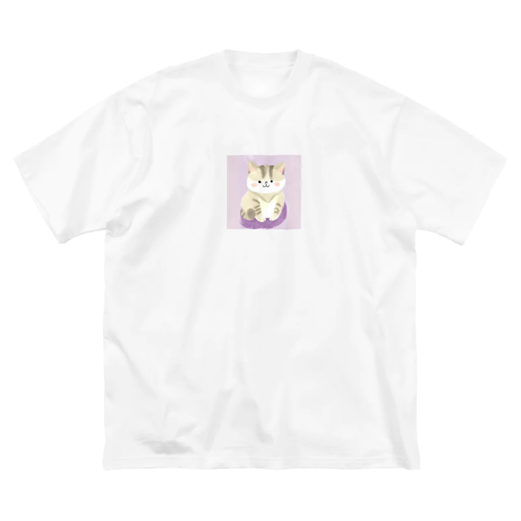 猫の水彩画の猫の水彩画グッズ ビッグシルエットTシャツ