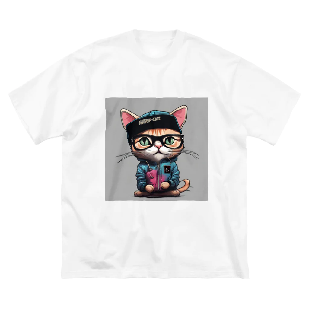 非常口社長のヒップホップ猫 ビッグシルエットTシャツ