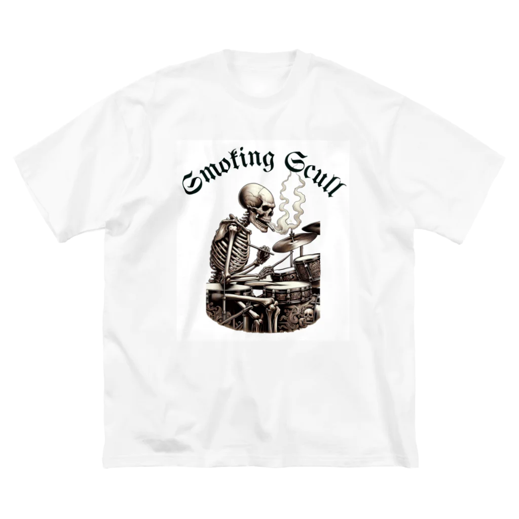 Whatever Storeのsmoking　skull （ドラムバージョン） ビッグシルエットTシャツ