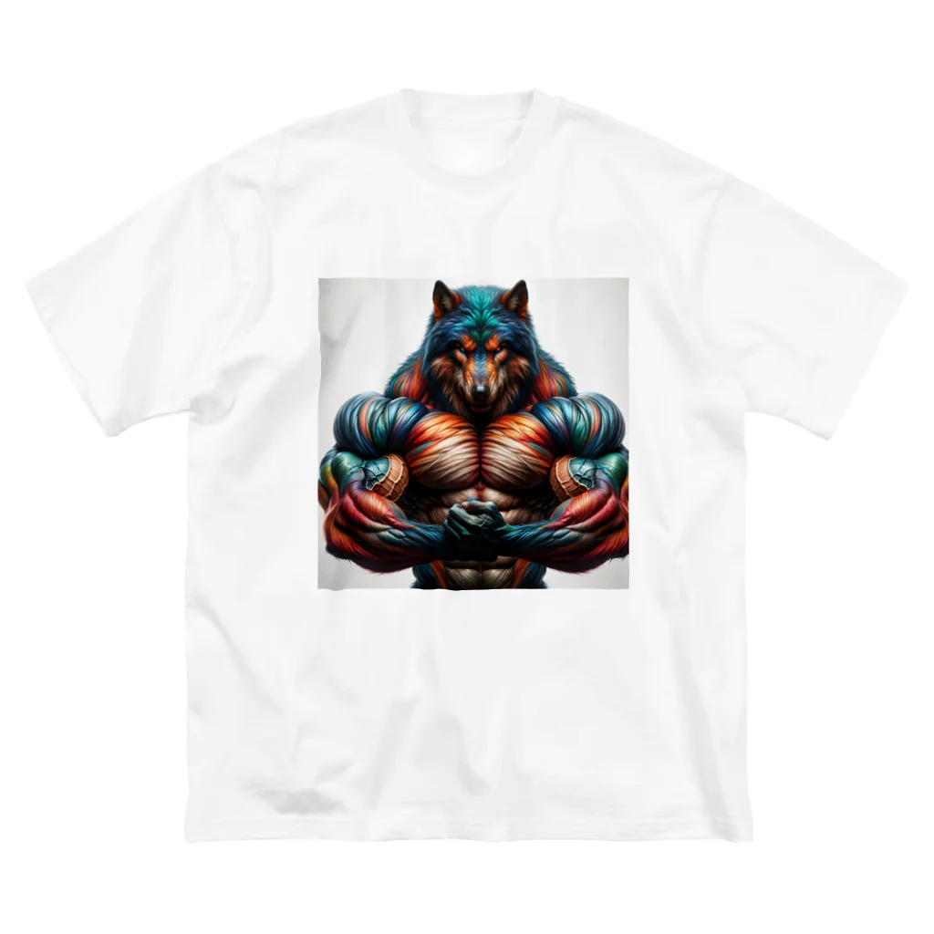 muscle_laboのrainbow wolf strong Big T-Shirt
