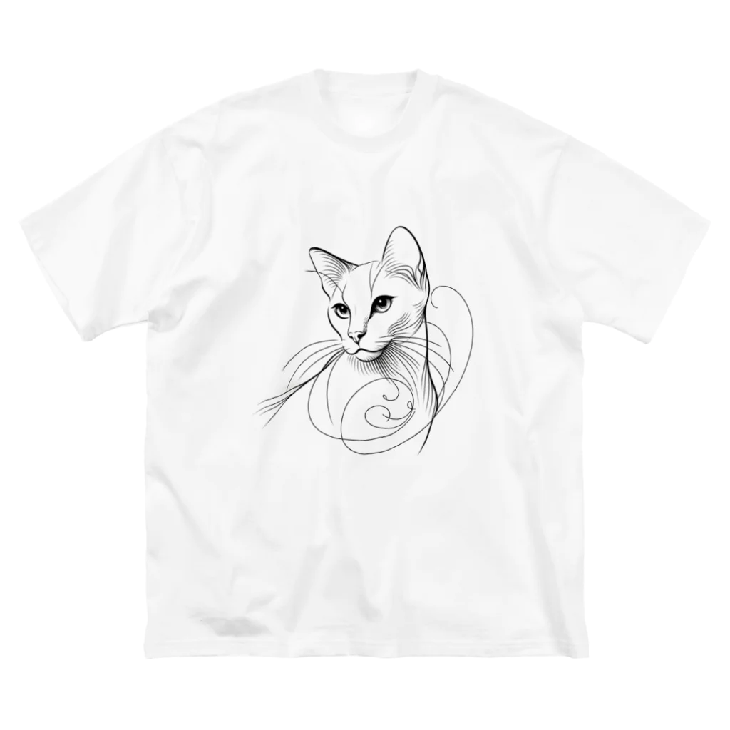 cat houseのline drawing white cat Big T-Shirt