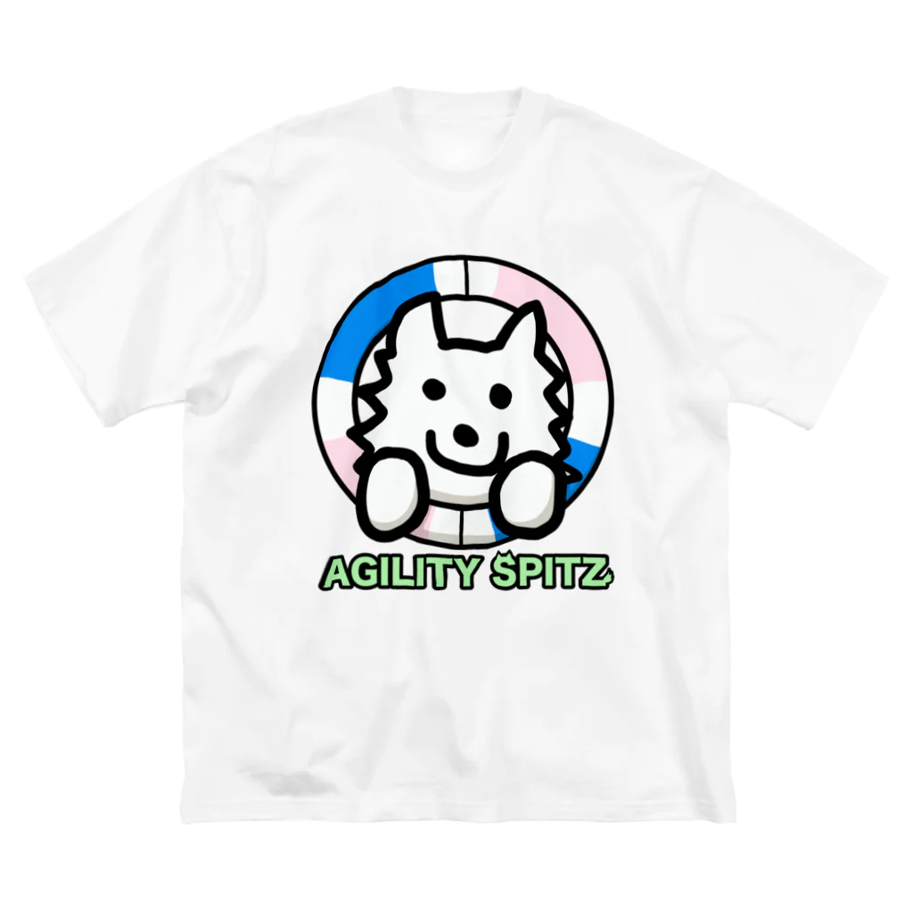 ehime@けだま&もち＆すみのAGILITY SPITZ「タイヤからこんにちは！」 ビッグシルエットTシャツ