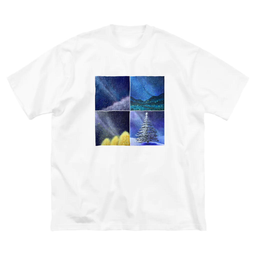 KEIKO's art factoryの「四季と星」の4部作 ビッグシルエットTシャツ