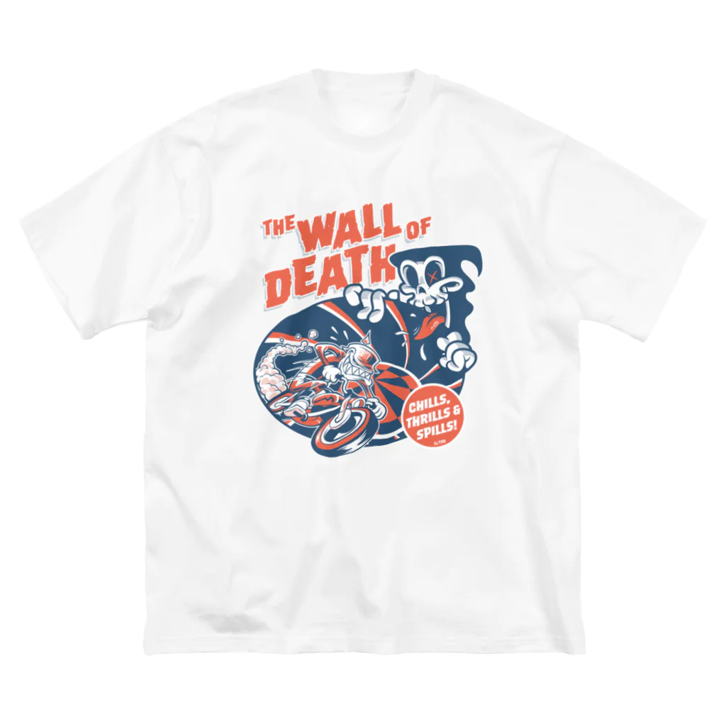 El Pinoのthe Wall of Death : Navy / Red ビッグシルエットTシャツ