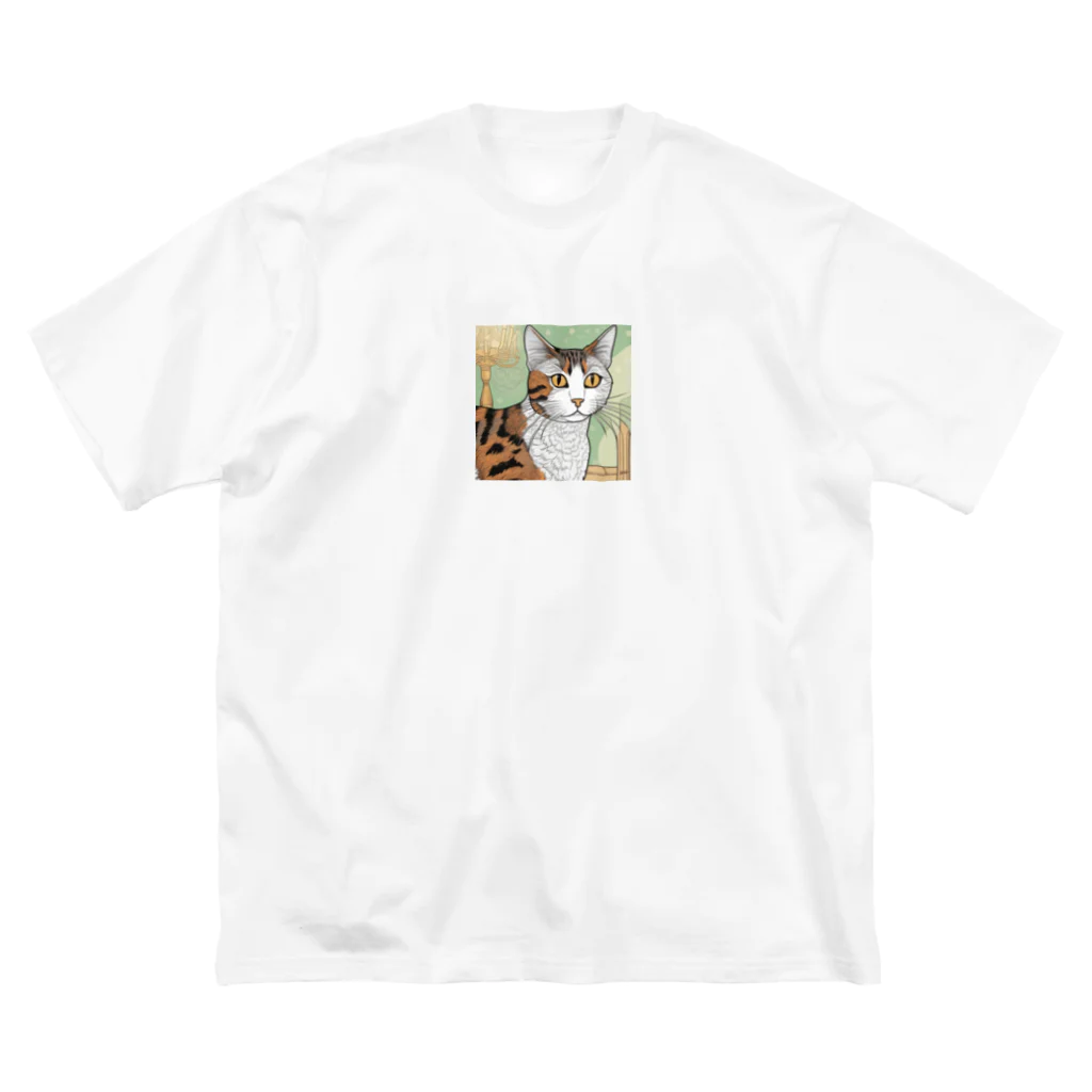 iyashi₋creatersのじっと見つめる猫 ビッグシルエットTシャツ