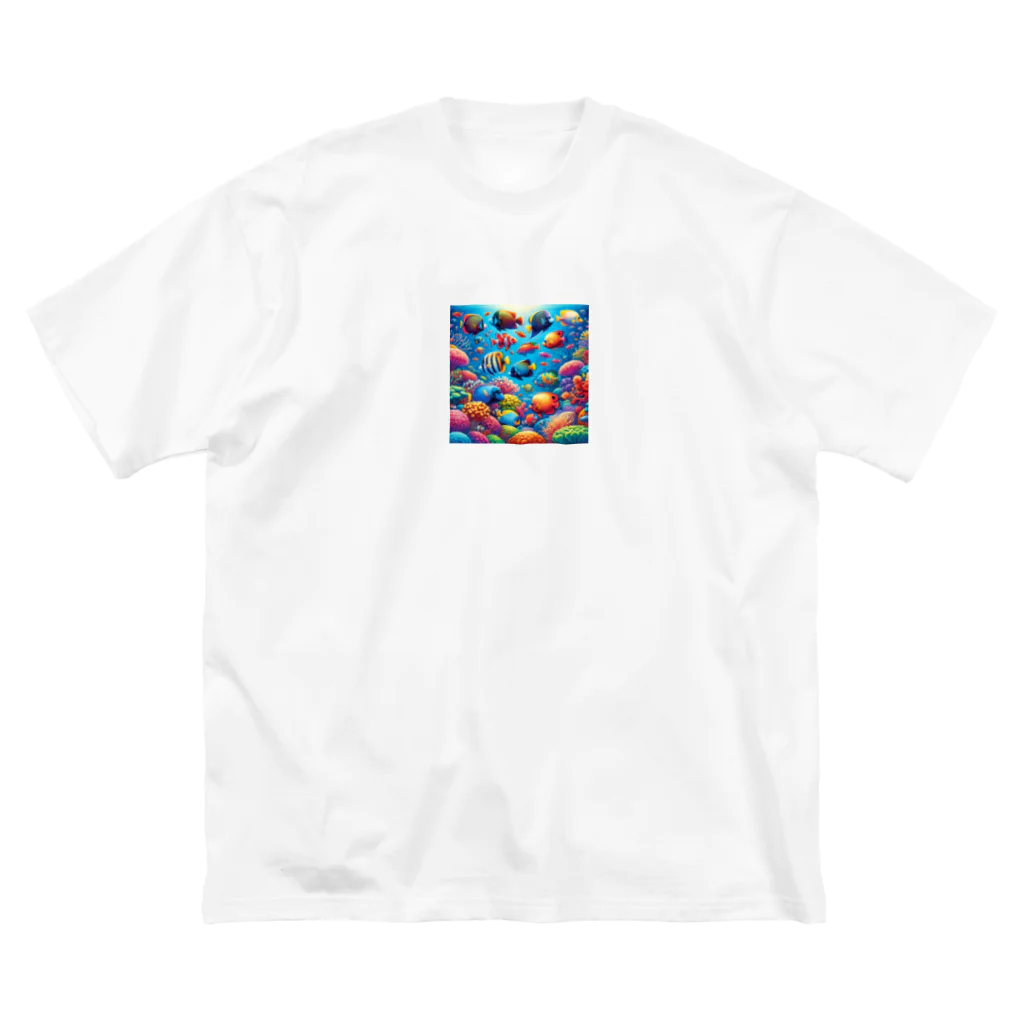 raio-nの熱帯の楽園 - 色鮮やかな魚の世界 ビッグシルエットTシャツ