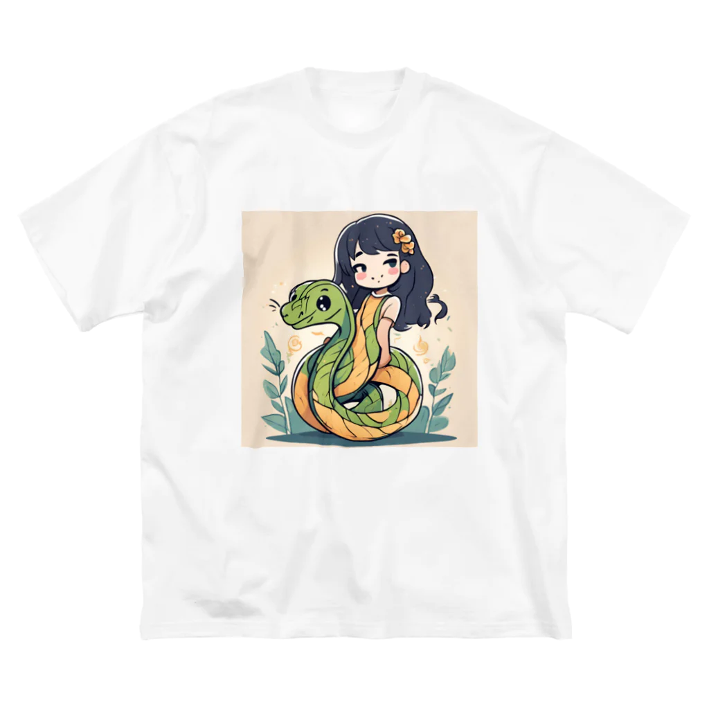 the blue seasonの仲良しの春風：少女と蛇の物語 ビッグシルエットTシャツ