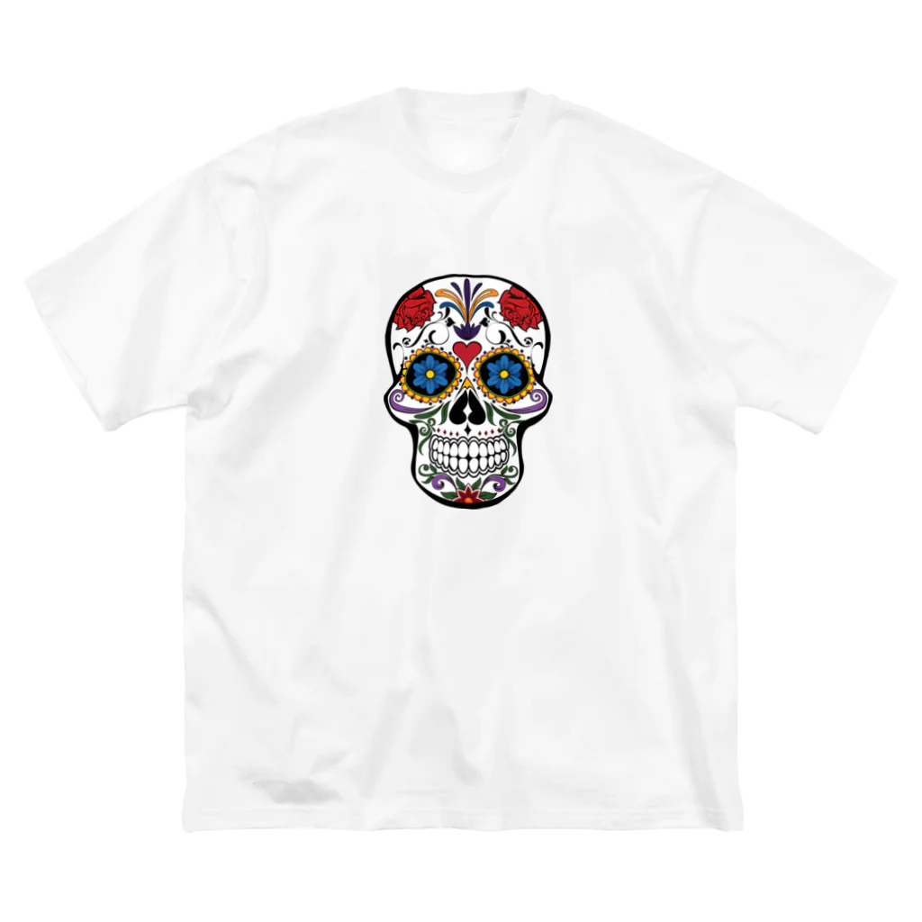 Fred HorstmanのColorful Skull   カラフル な スカル. はでな 頭蓋骨 ビッグシルエットTシャツ