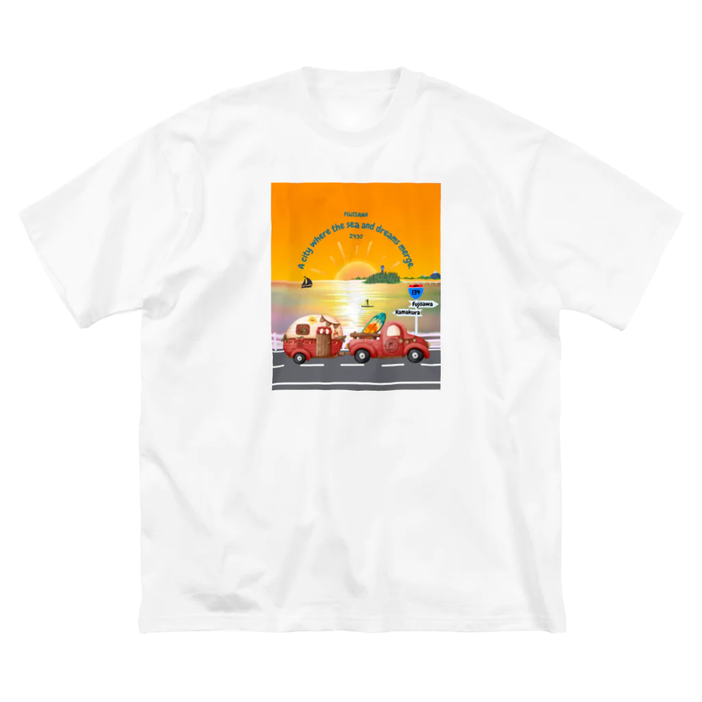 CyberArmadilloの湘南藤沢（2430）夕焼けコレクション Big T-Shirt