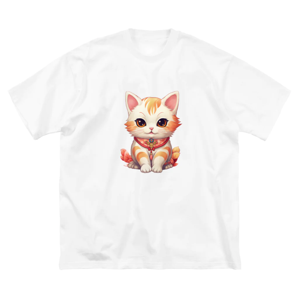 日向ぼっこの縁起猫 ビッグシルエットTシャツ