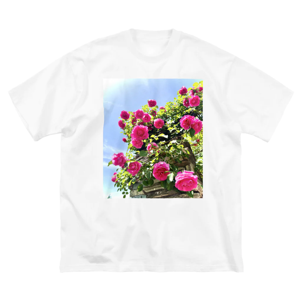 maikoのショップの薔薇と青空 ビッグシルエットTシャツ