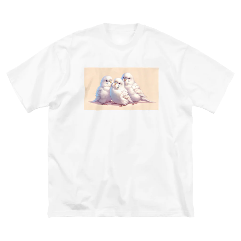 ちゅんちゅんショップの白いセキセイインコ 루즈핏 티셔츠