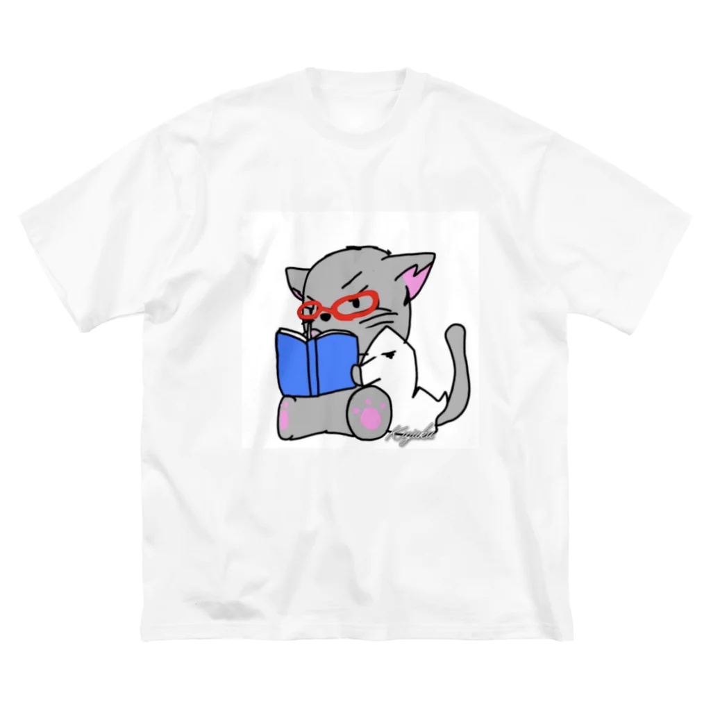 Kujakuの朗読猫 ビッグシルエットTシャツ