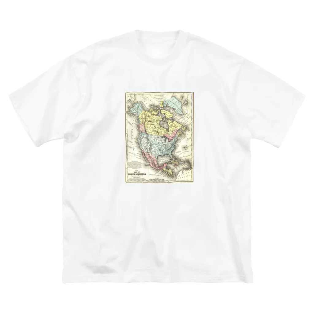 Fred HorstmanのOld Map Of North America.  北 アメリカ の 古 地図。 ビッグシルエットTシャツ