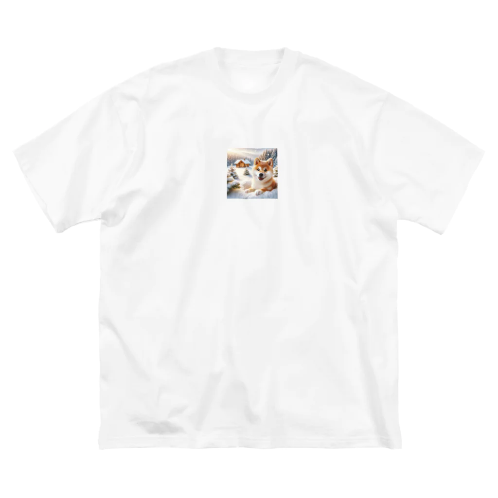 tai5567の雪景色の柴犬モナコ ビッグシルエットTシャツ