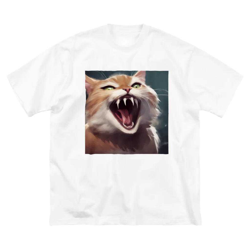 oekakishopのシャーッする猫 ビッグシルエットTシャツ