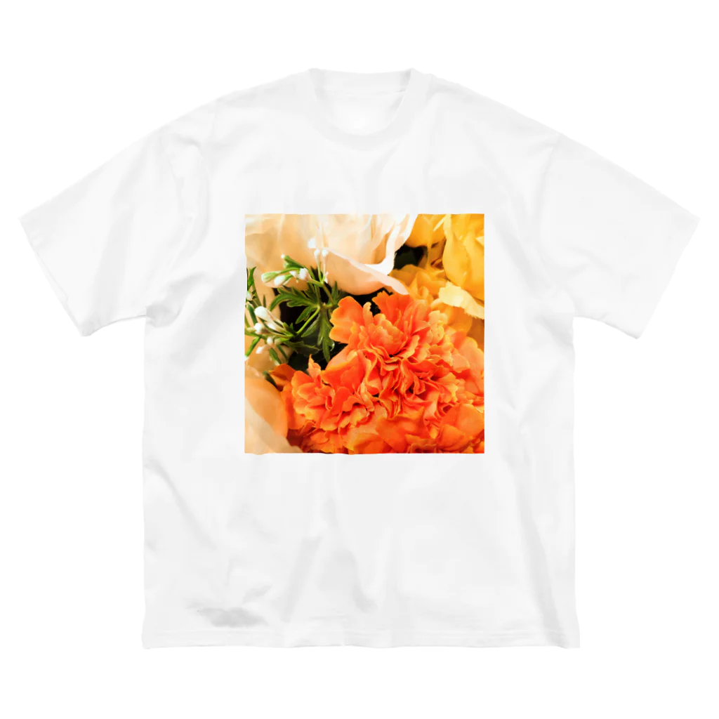 Pure-Heart-Communicationのオレンジ系の花 ビッグシルエットTシャツ