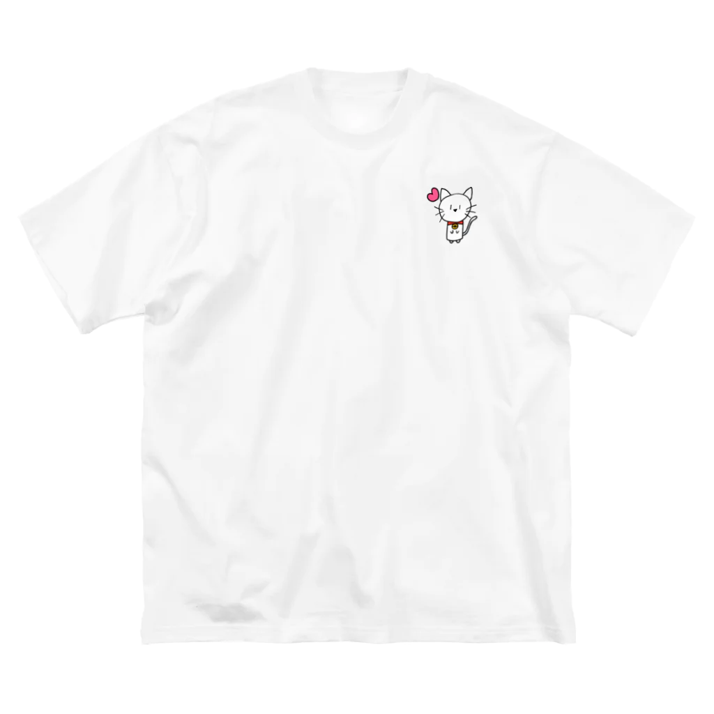 ねこ日和のねこ日和（白猫） ビッグシルエットTシャツ