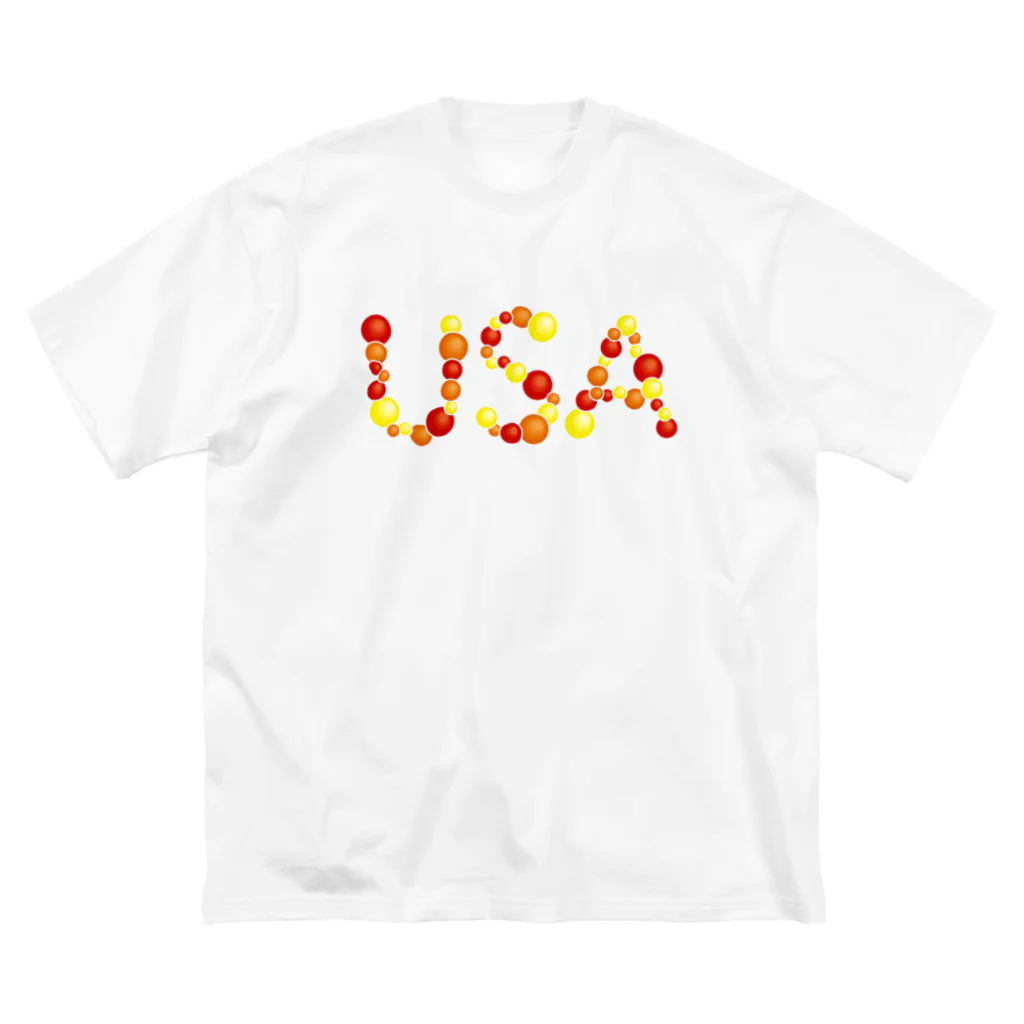 junichi-goodsのバルーン文字「USA」（赤色系） ビッグシルエットTシャツ