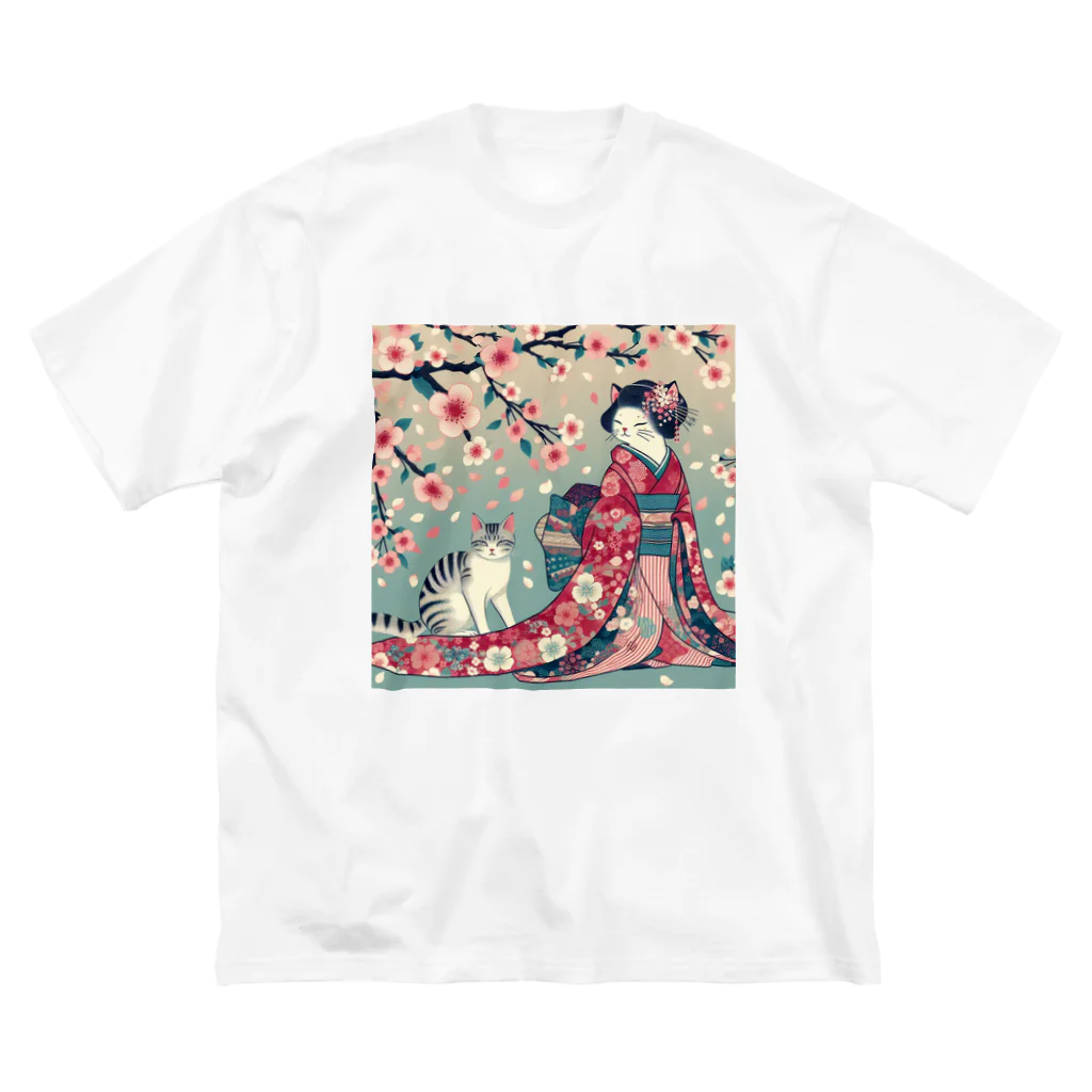 ParadigmStar　パラダイムスターの和風cat 見返り桜 Big T-Shirt