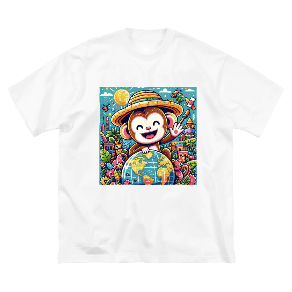 アニマルキャラクターショップのhappiness monkey Big T-Shirt