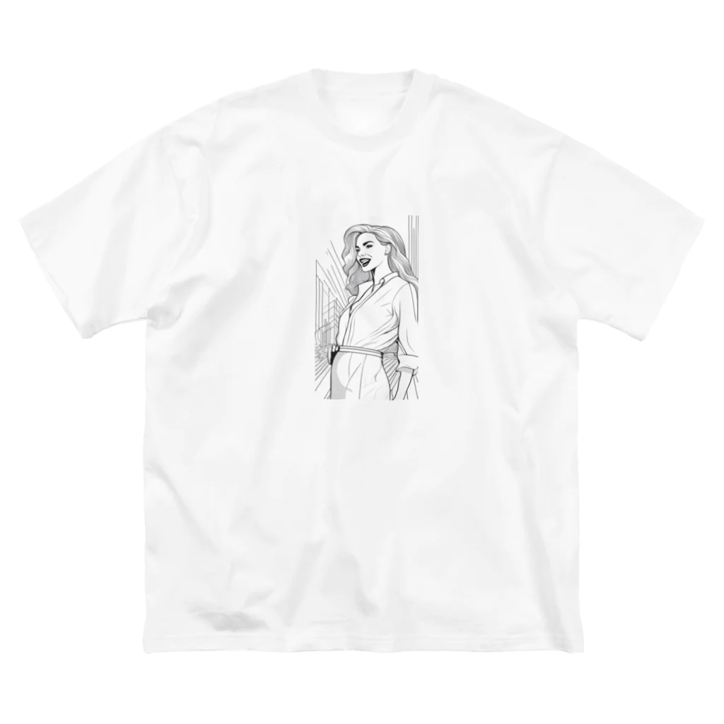 wtr3045の魅惑の塗り絵世界に浸る女性　２ ビッグシルエットTシャツ