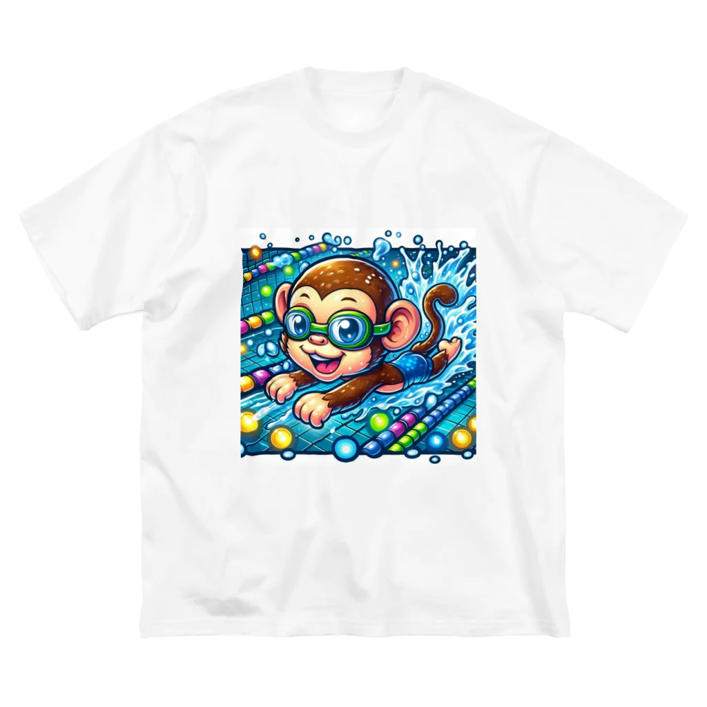 アニマルキャラクターショップのSwimming monkey Big T-Shirt
