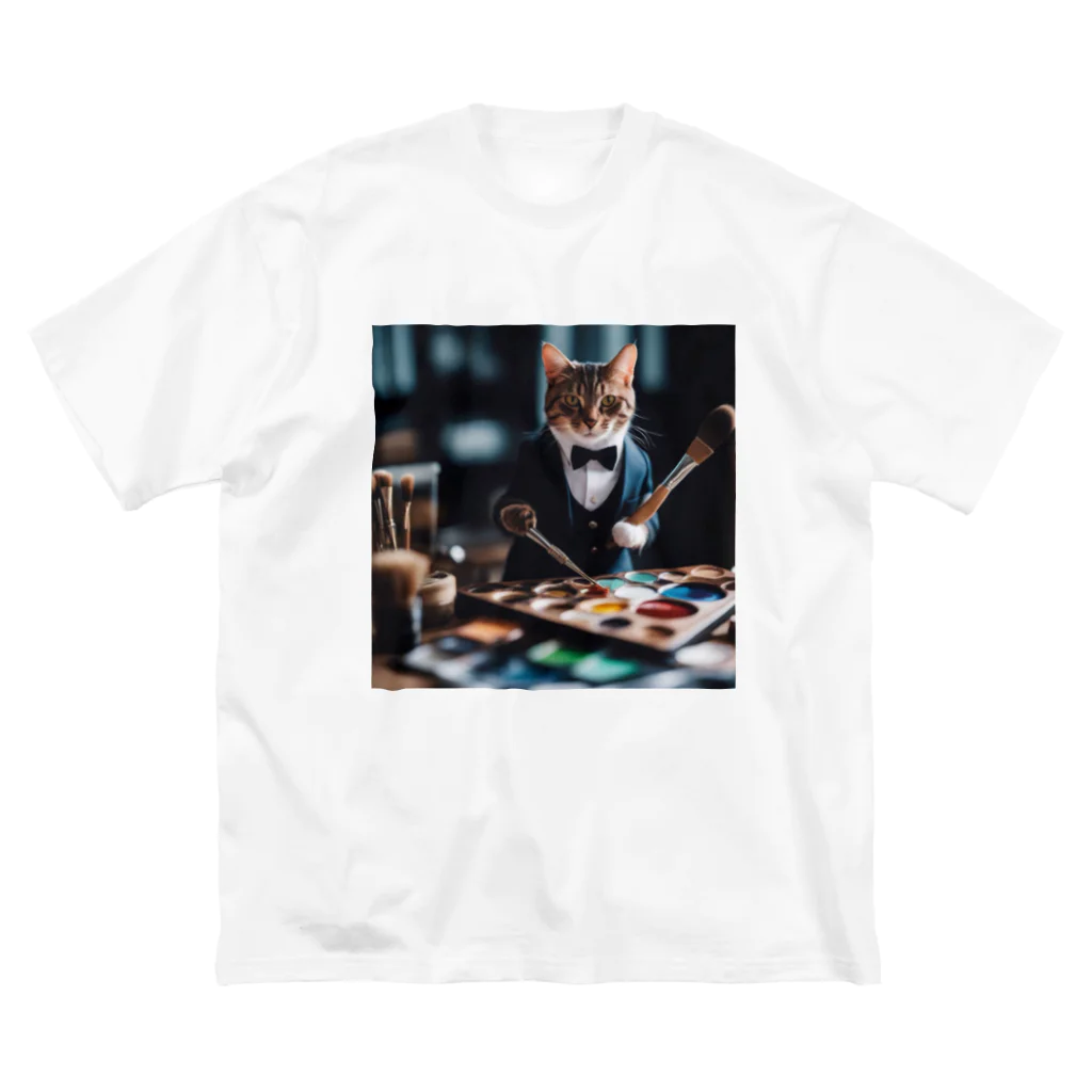 Koroniumの一匹の個性的な猫が絵筆を握っています Big T-Shirt