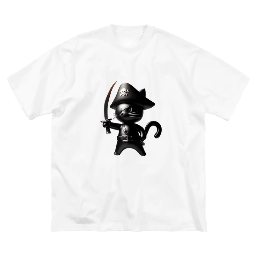 NO CAT NO LIFE の猫×海賊×フィギュア風 ビッグシルエットTシャツ