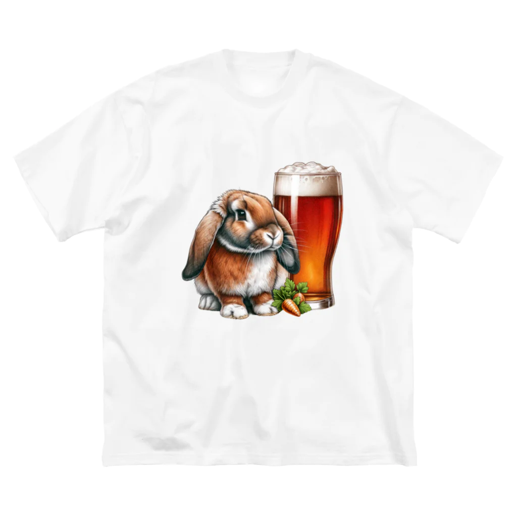 bottaの可愛いウサギ(垂れ耳ビール)カラー03 ビッグシルエットTシャツ