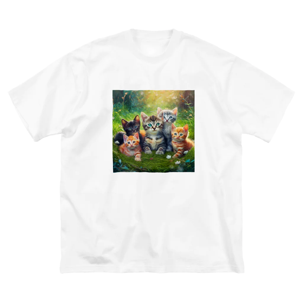 Colorful Canvasの猫ちゃん大集合 ビッグシルエットTシャツ