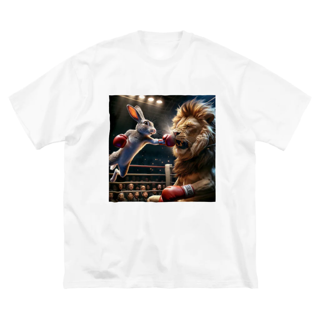 Laugh-Tのウサギとライオンのボクシング ビッグシルエットTシャツ