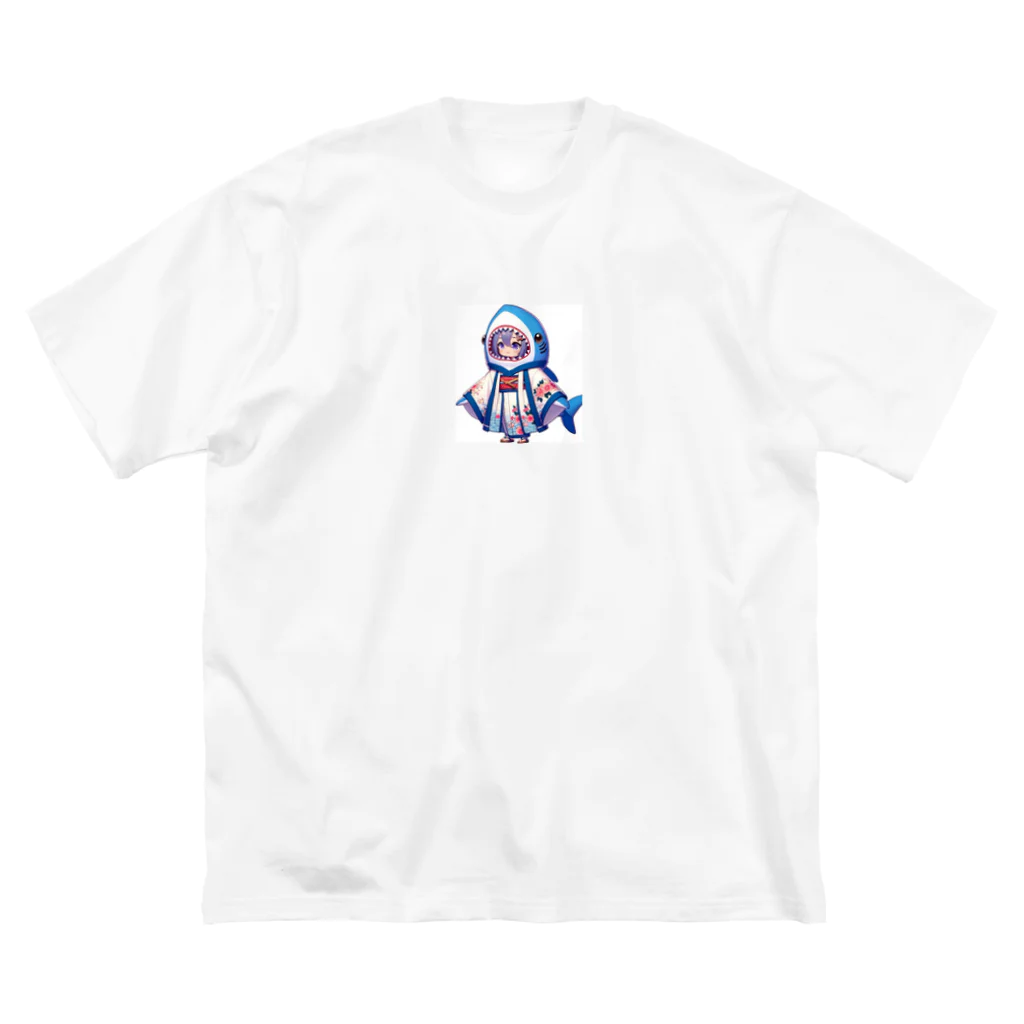 WING_0101の和風サメちゃんグッズ ビッグシルエットTシャツ