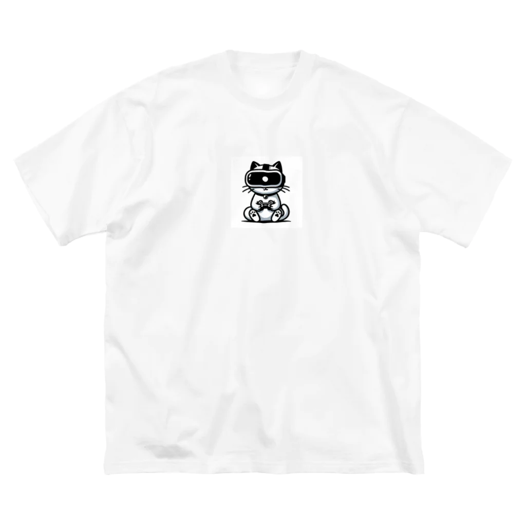 meister1210のVRゲームの世界に没頭する猫ちゃん ビッグシルエットTシャツ