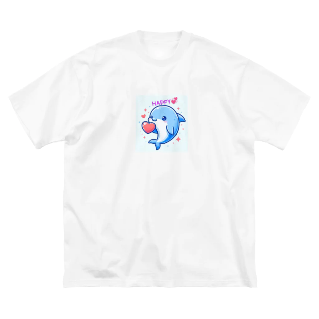 終わらない夢🌈の可愛いイルカちゃん🐬💞 ビッグシルエットTシャツ
