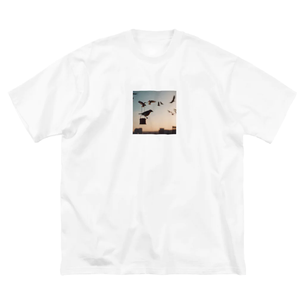 simaenaga234の夕方の鳥 ビッグシルエットTシャツ