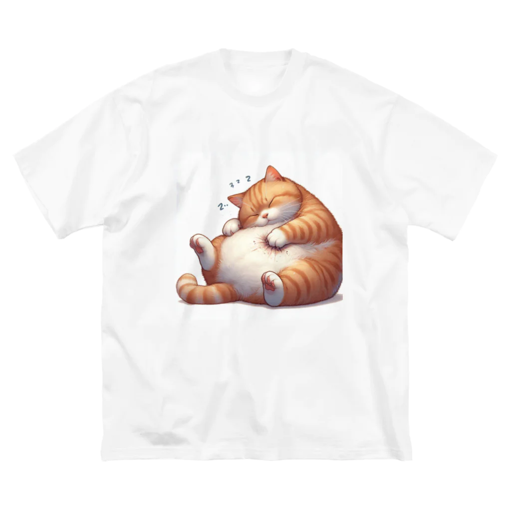 ニャーちゃんショップのイビキをかいて眠るポッチャリ猫 Big T-Shirt