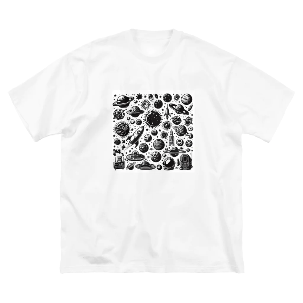 AIモノクロデザインのモノクロ宇宙 Big T-Shirt