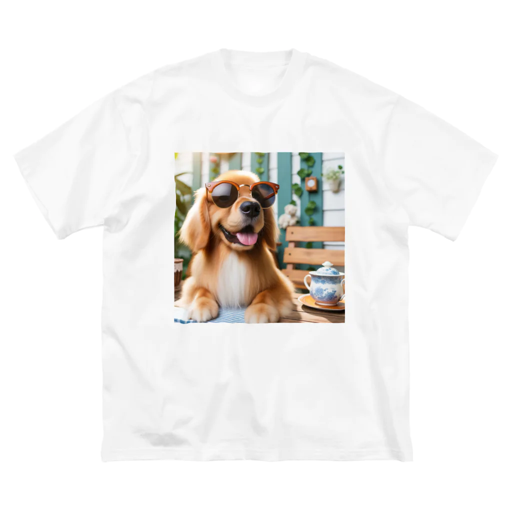 AQUAMETAVERSEのサングラスをかけた、かわいい犬 Marsa 106 ビッグシルエットTシャツ