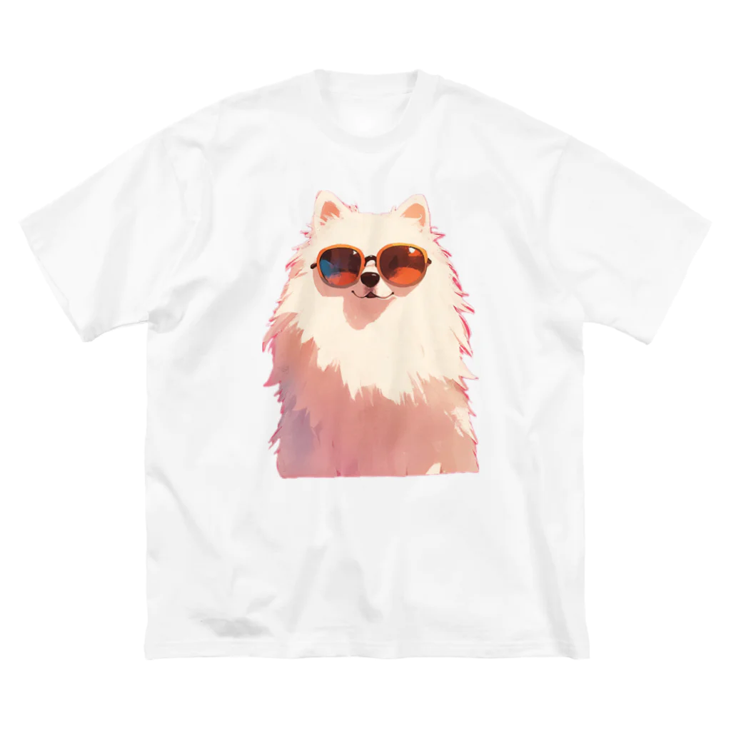 AQUAMETAVERSEのサングラスをかけた、かわいい犬 Marsa 106 ビッグシルエットTシャツ