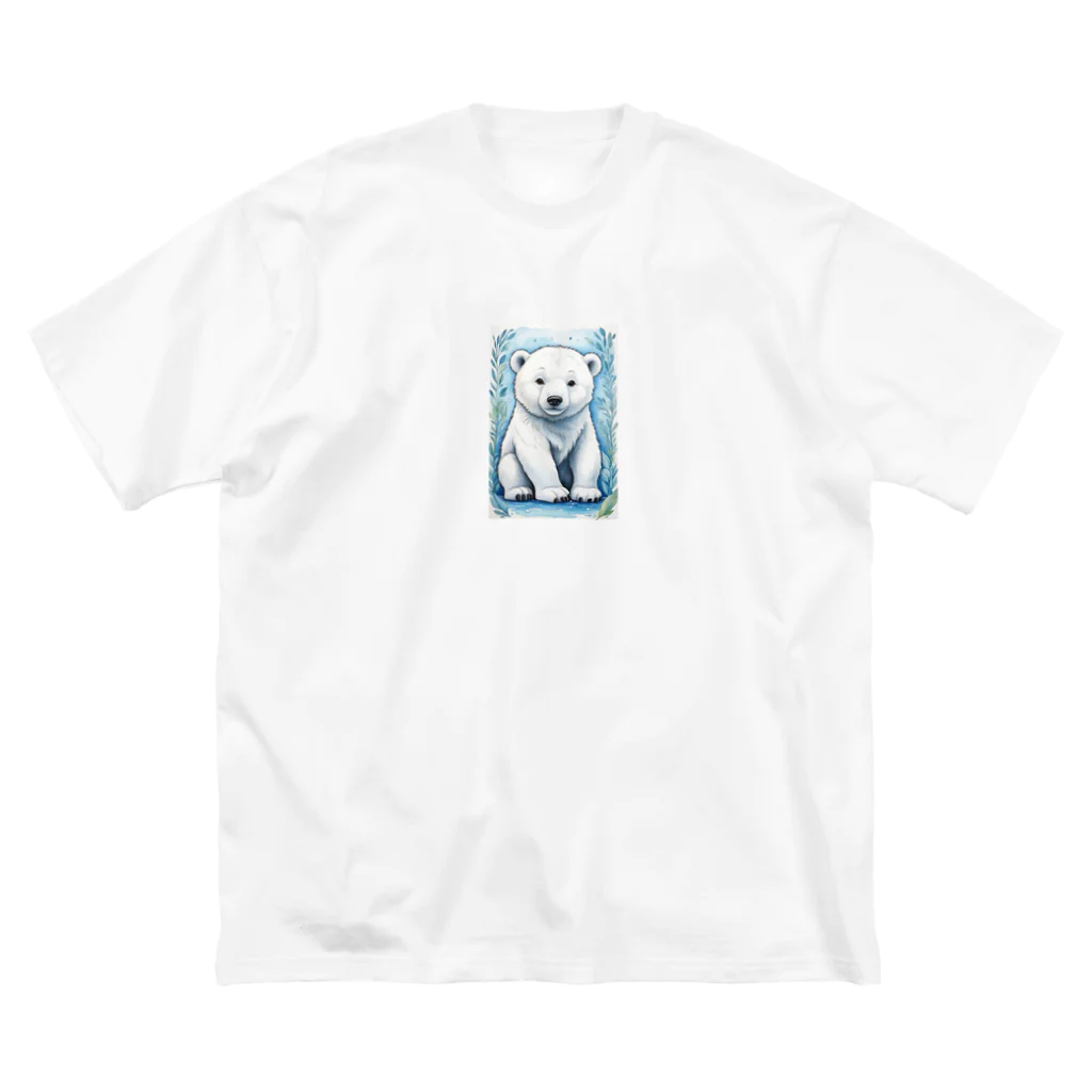 りんりんの可愛いシロクマちゃんショップ　かわいいよ！のこちらおみているしろくま ビッグシルエットTシャツ