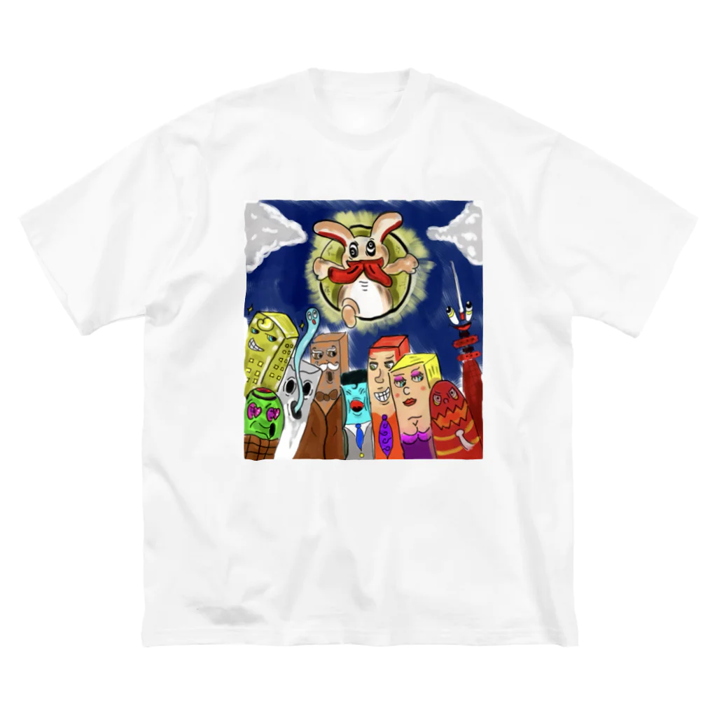 patroom(柄)のうさぎタウン ビッグシルエットTシャツ