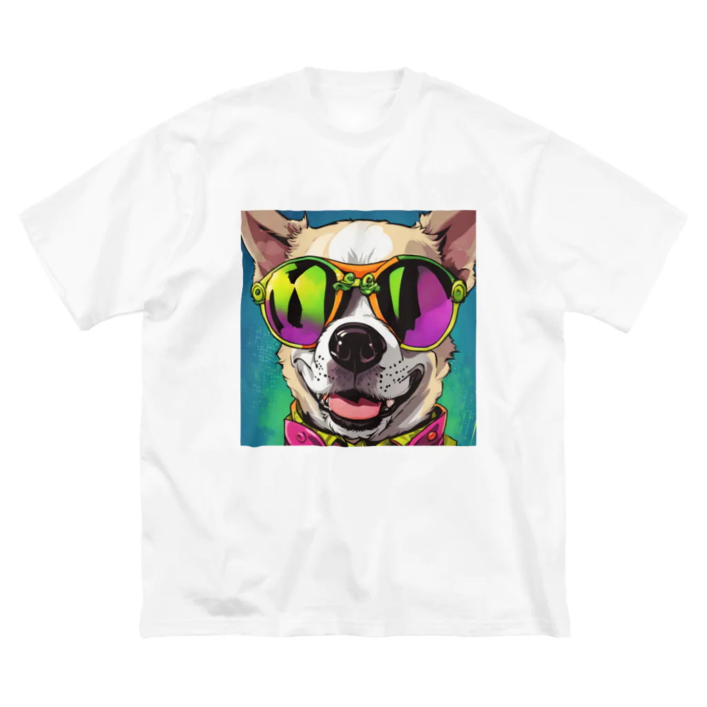 MY.LILILALAのサングラスな犬 ビッグシルエットTシャツ