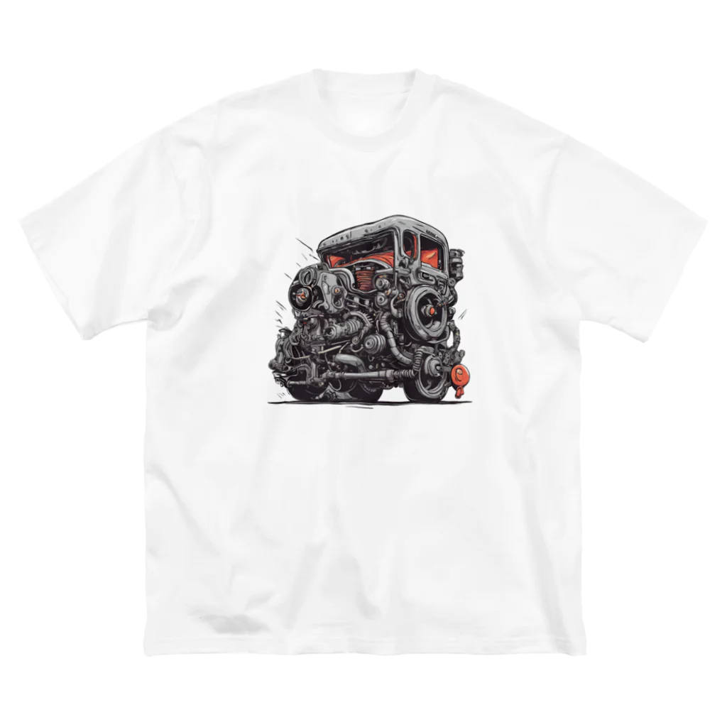 マッドシンの生き返ったスクラップカー ビッグシルエットTシャツ