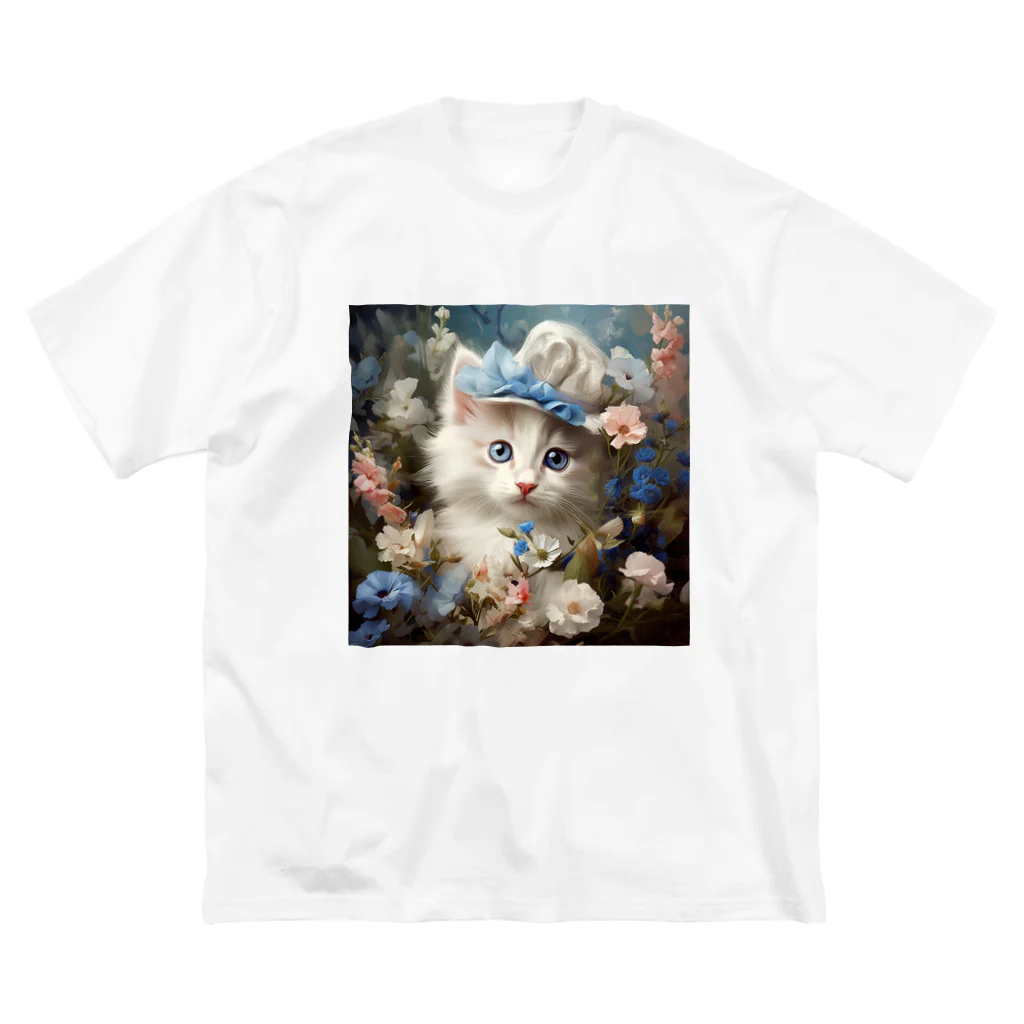 AQUAMETAVERSEの帽子をかふたねこ なでしこ 1478 ビッグシルエットTシャツ