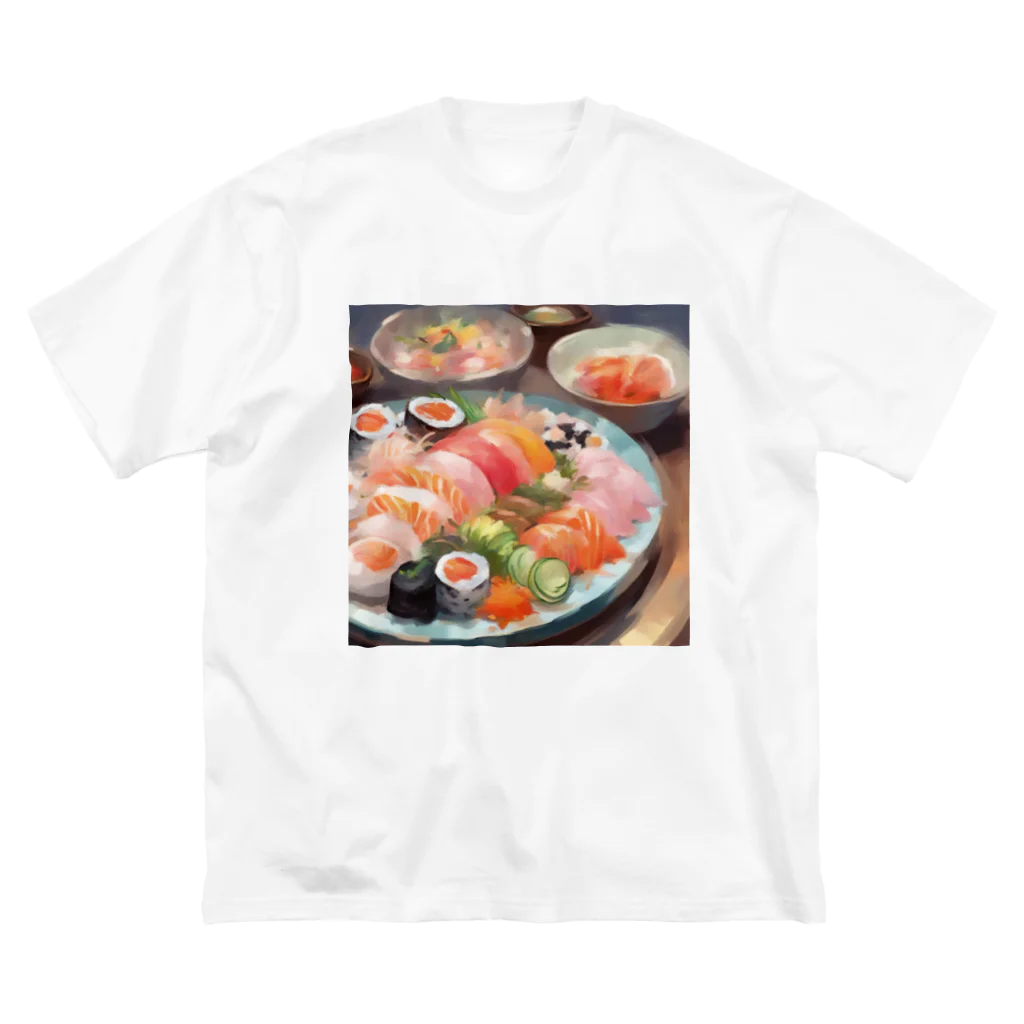 happiness_shopの美しい寿司の絵画 ビッグシルエットTシャツ